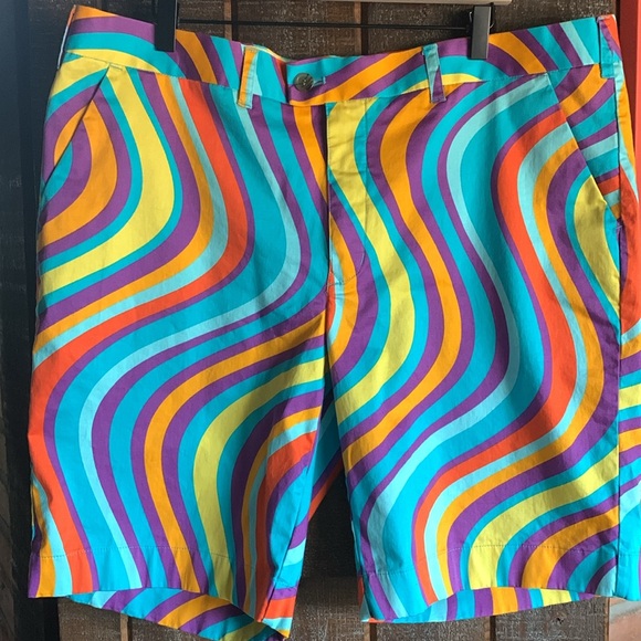 Men’s Loudmouth golf shorts multicolored wavy Torrey Lines men’s size 42 Groovy! - Picture 14 of 16